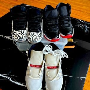 😳😳😳. Jordan 11 bundle. Animal instinct , Bred 11 need reglue.   Platinum tint